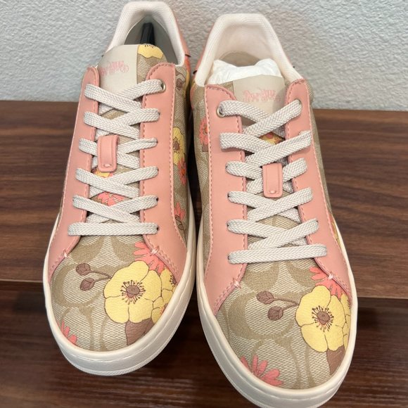 coach Clip Low Top Sneaker In Signature Canvas With Floral Print  ci797 - Picture 5 of 7